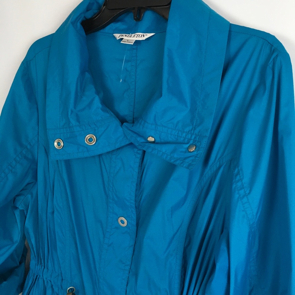 Pendleton Lightweight Windbreaker Rain Jacket Aqua Jacket Sz L - Picture 2 of 11